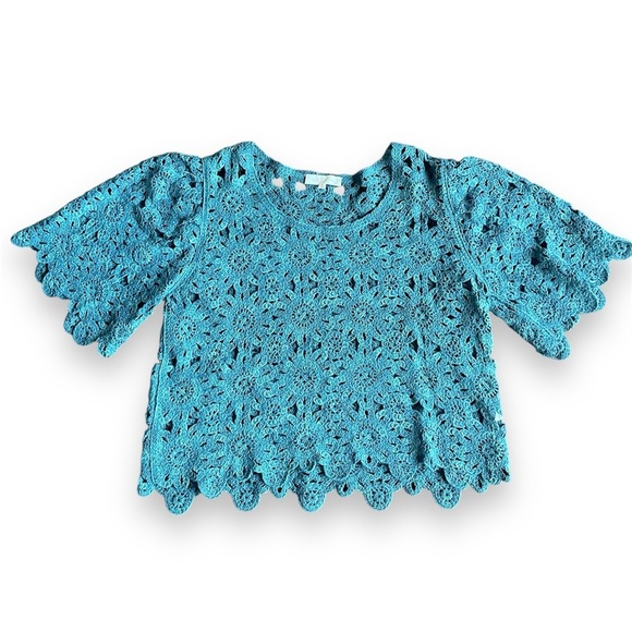 Solitaire Tops - Solitaire Teal Crochet Top
